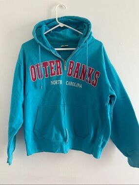 Outer Banks North Carolina Teal Zip-Up Hoodie